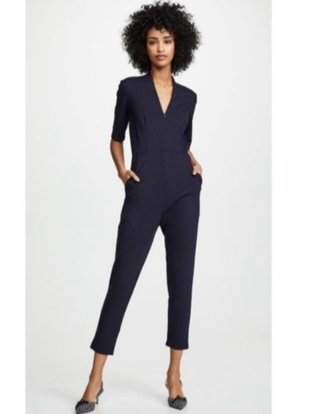 Amanda Uprichard Tory Navy Blue Jumpsuit Catsuit XS P